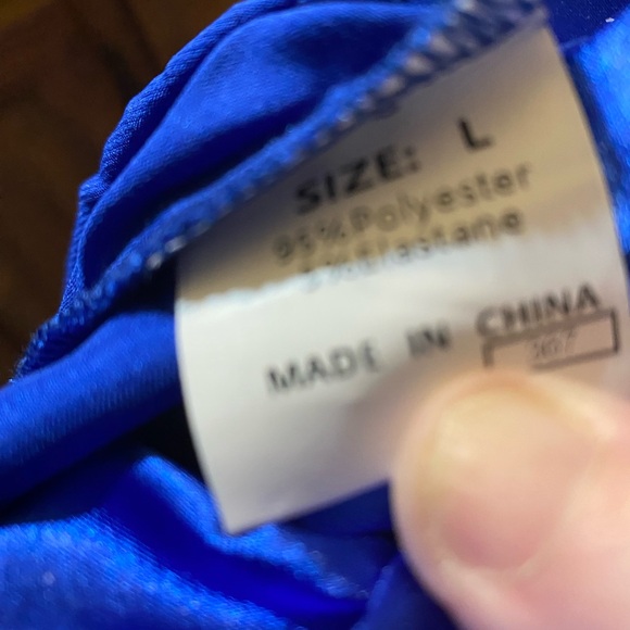 SATIN Vibrant Blue Polyester Dress - Picture 6 of 8